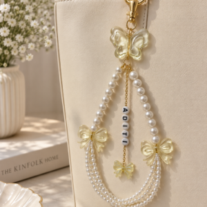 Pearl Blush Bow Personalized Bag Charm – Aditi